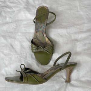 OLIVE KITTEN HEELS WITH BOW DETAIL (39)